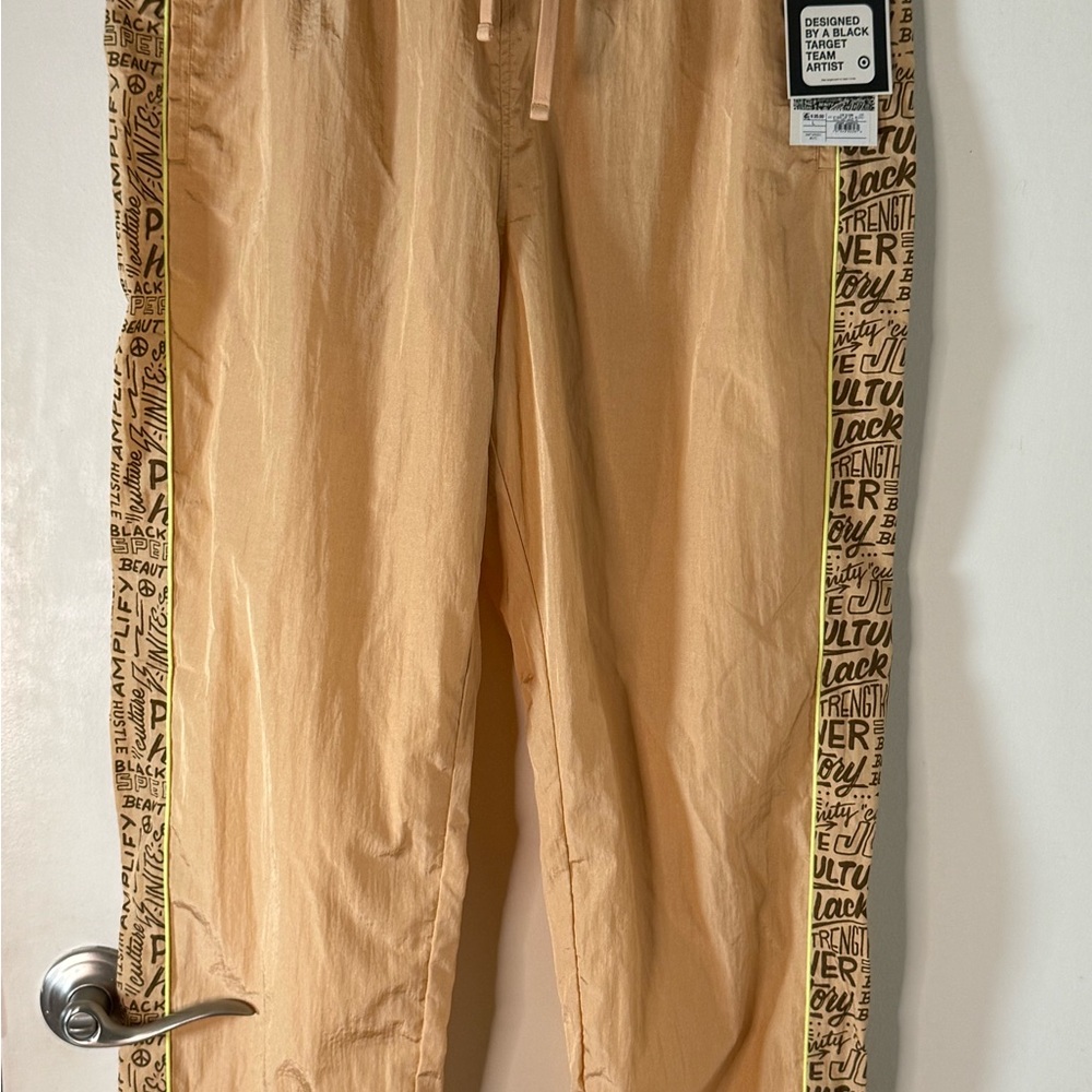 Women’s Peach Track Pants with Script Side Tape